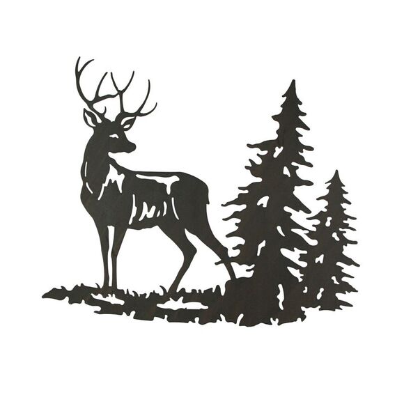 Rustic Brown Laser Cut Metal Deer Wall Hanging 28 Inches Long Buck Stag - Picture 1 of 4